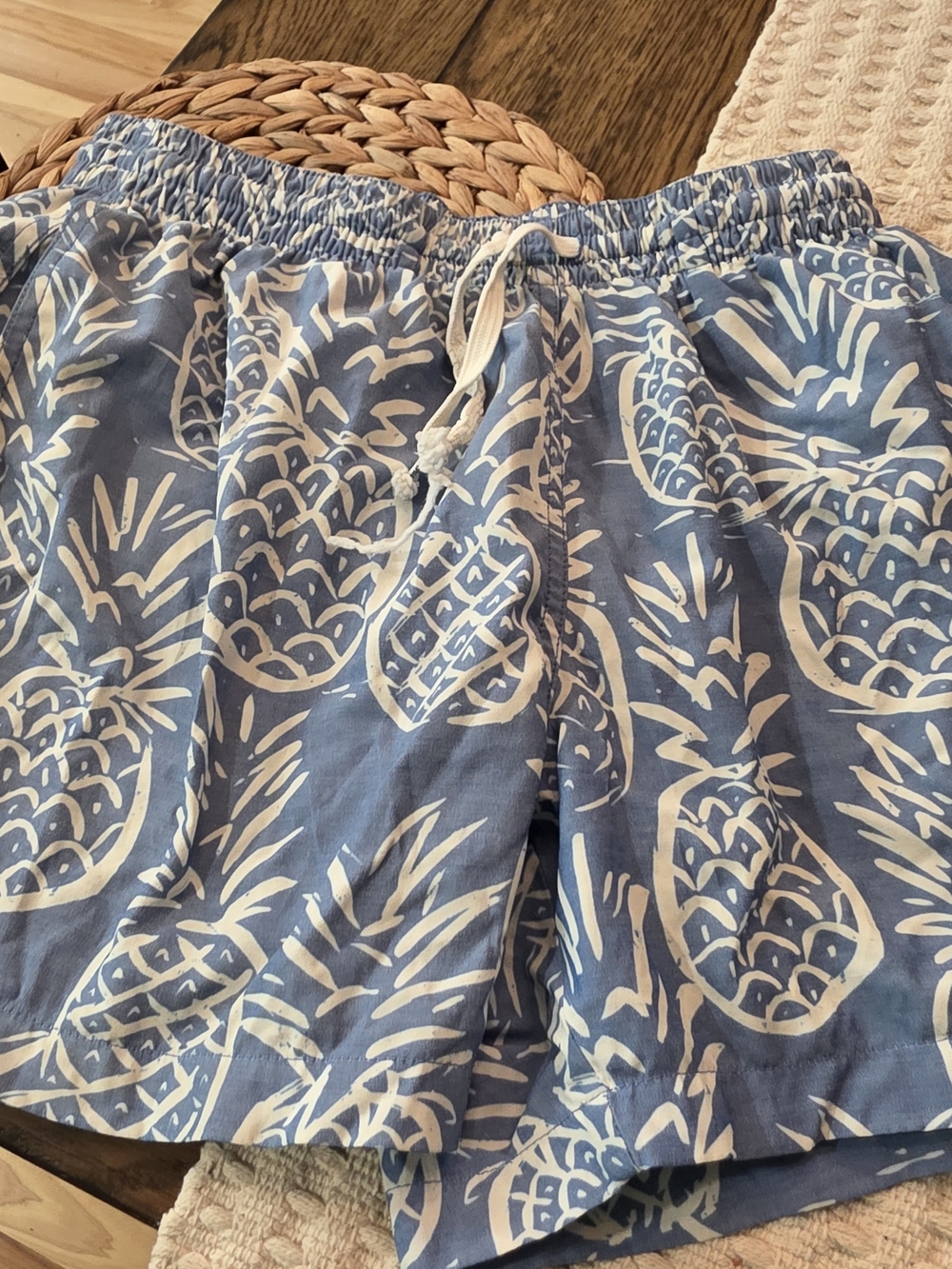 chubbies Blue Swim Shorts with White Pineapple Print